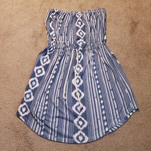 Blue Strapless Dress Cover Up